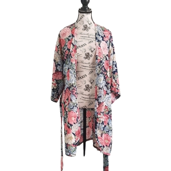 NWOT Patricia Lingerie 90s Floral Kimono Robe Duster - Picture 4 of 4